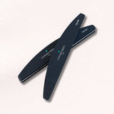 A black nail file with 'L'Atelier Green' branding, designed for shaping and smoothing nails.